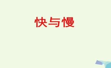 快与慢的调研报告参考5篇